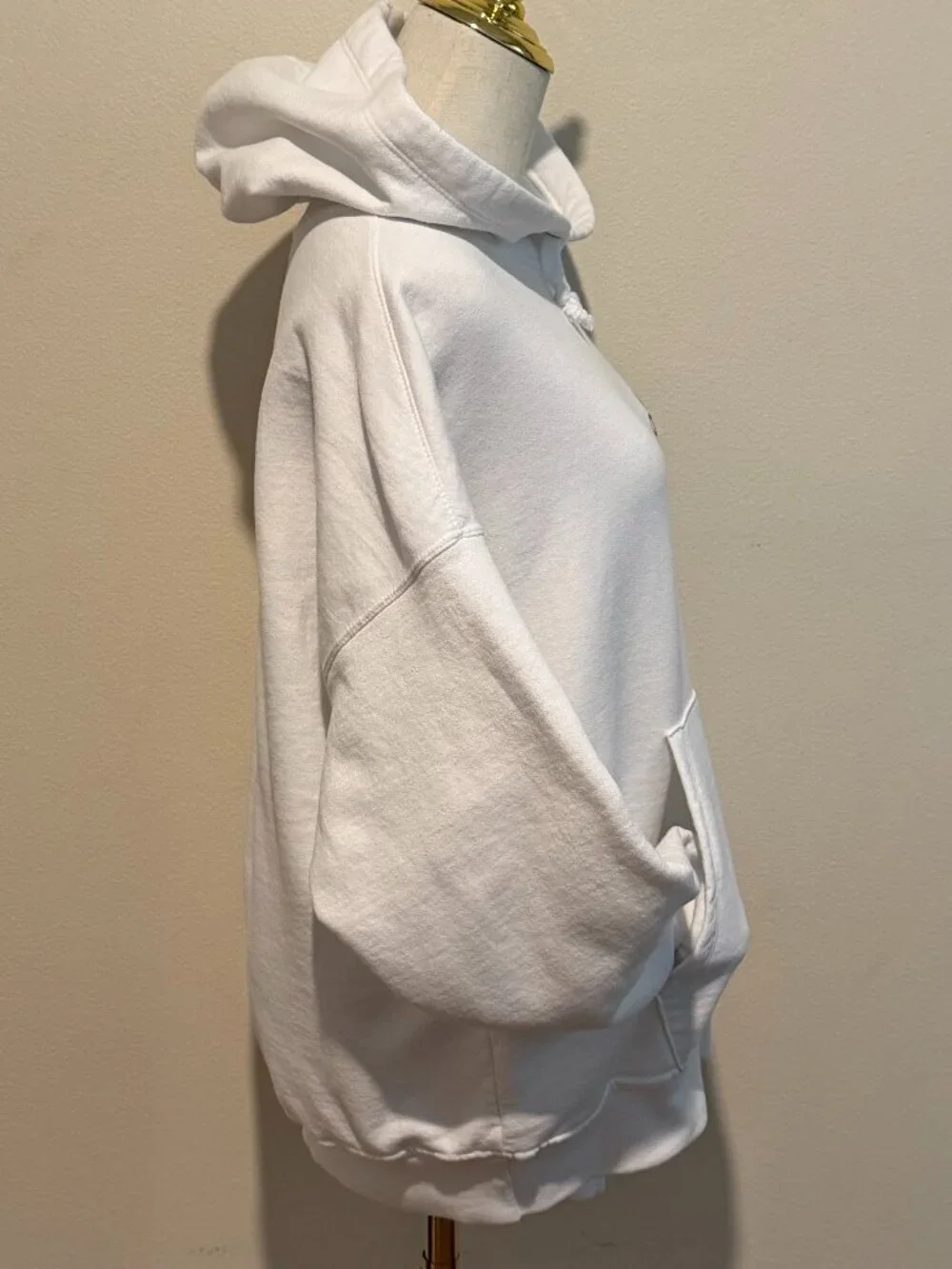 Champion Multicolor Embroidered Spellout Logo Hoodie White Size L